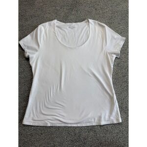 Tahari Modern Essentials Womens White Scoop Neck Short Sleeve Tee XL